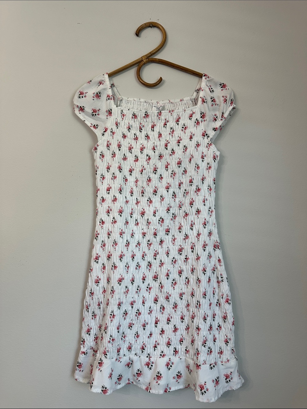 abercrombie kids White Smocked Dress with Pink Floral Print